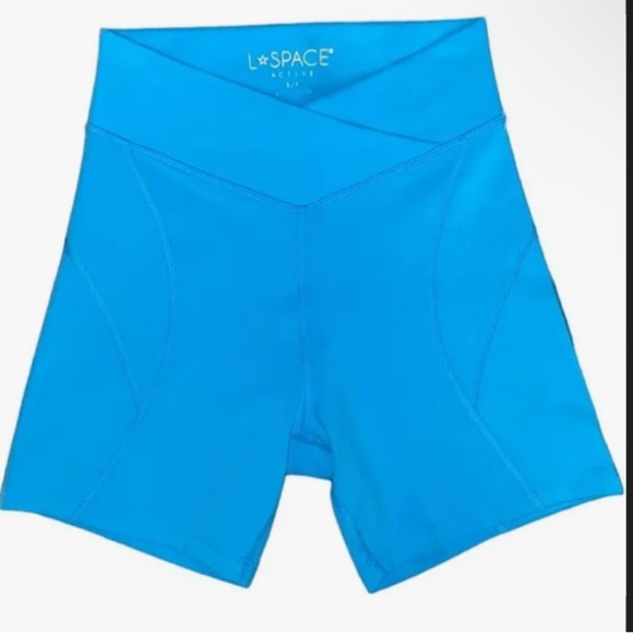 L*SPACE Cornflower Blue biker shorts nwt! - Picture 1 of 5